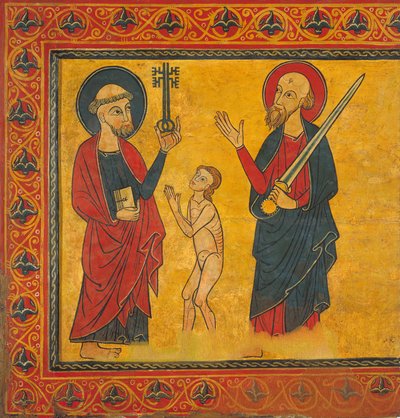 Supplicant Soul between Saint Peter and Saint Paul by Master of Soriguerola